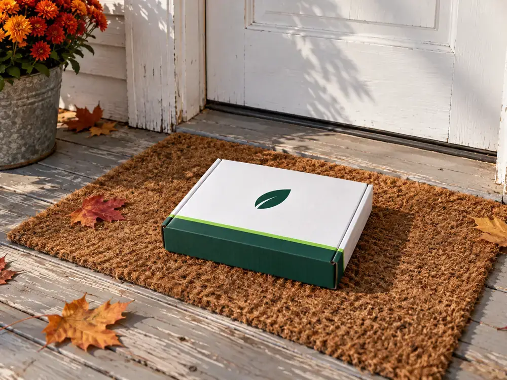 The next refill waiting on the front porch mat.