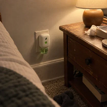 Loretta's phone photo: MintKeep plugged in by her nightstand at night.
