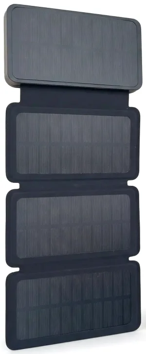 TerraCell standing open, its four solar panels in a column.