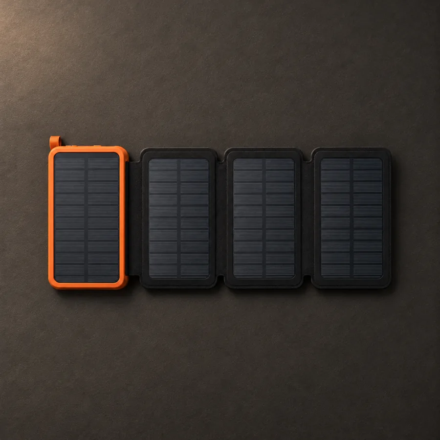 The TerraCell Max seen from straight above, all four solar panels open