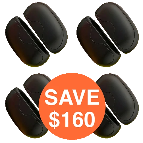 4 black Mag-Split warmers, each split into its two halves, an orange badge: SAVE $160