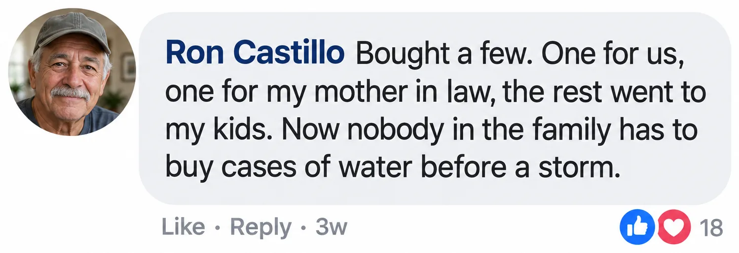 Customer comment from Ron Castillo (sample)