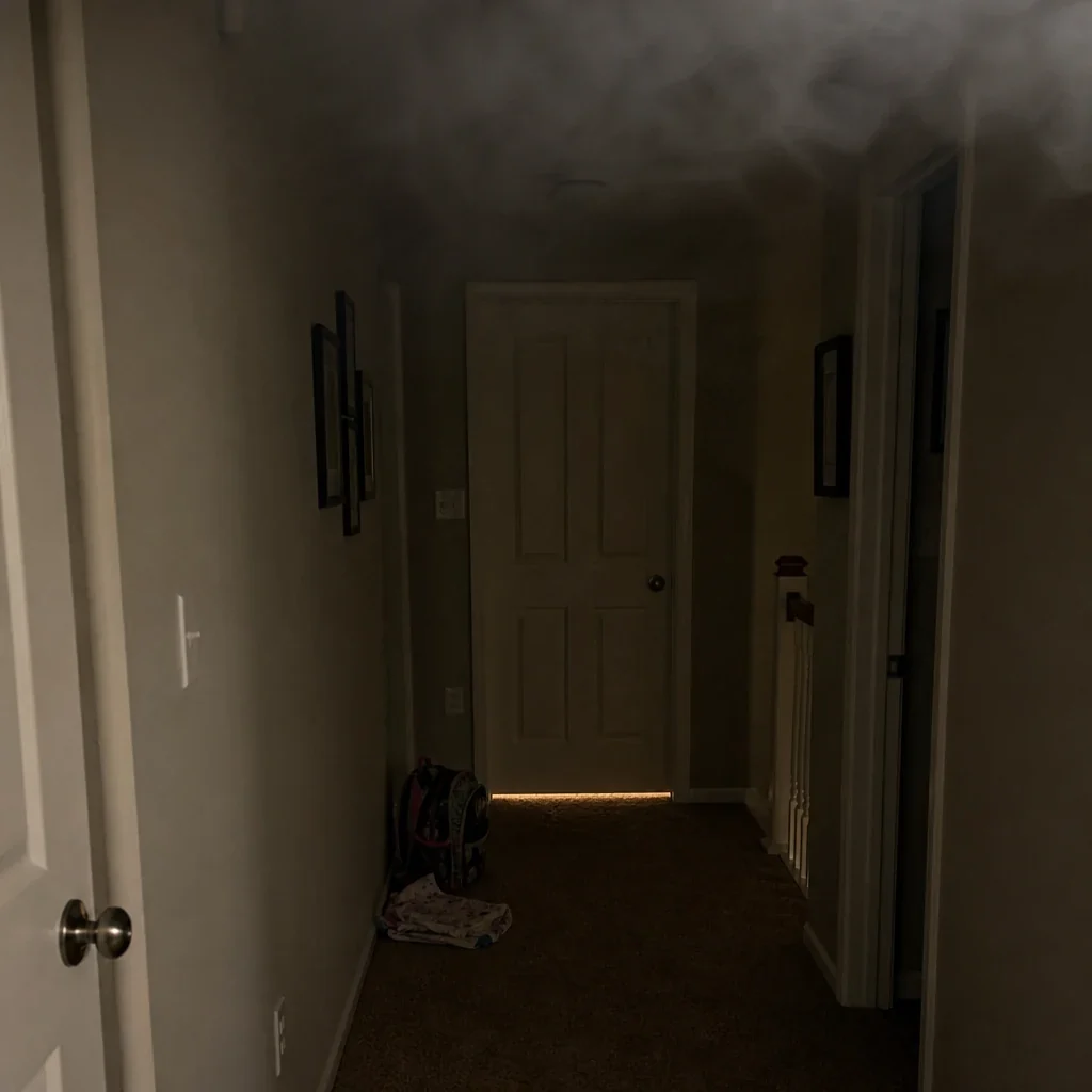 Closed bedroom door while children sleep