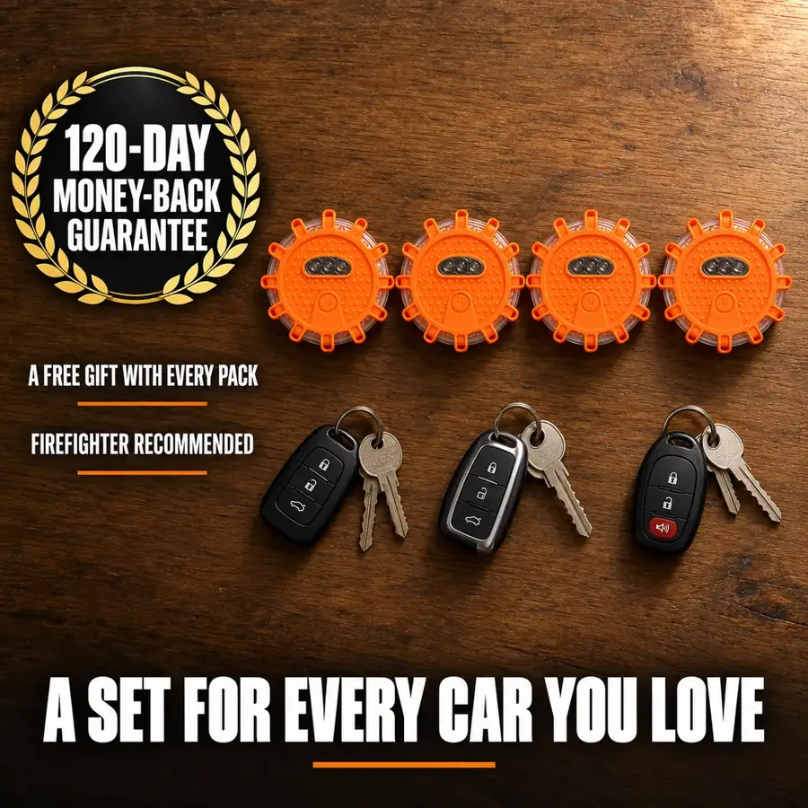120-day money-back guarantee, a free gift with every pack, firefighter recommended: a set for every car you love.
