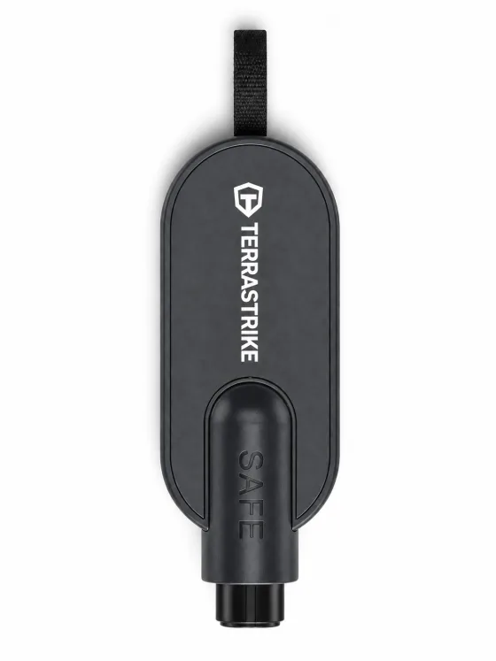 The TerraStrike car escape tool, charcoal grey, front view.