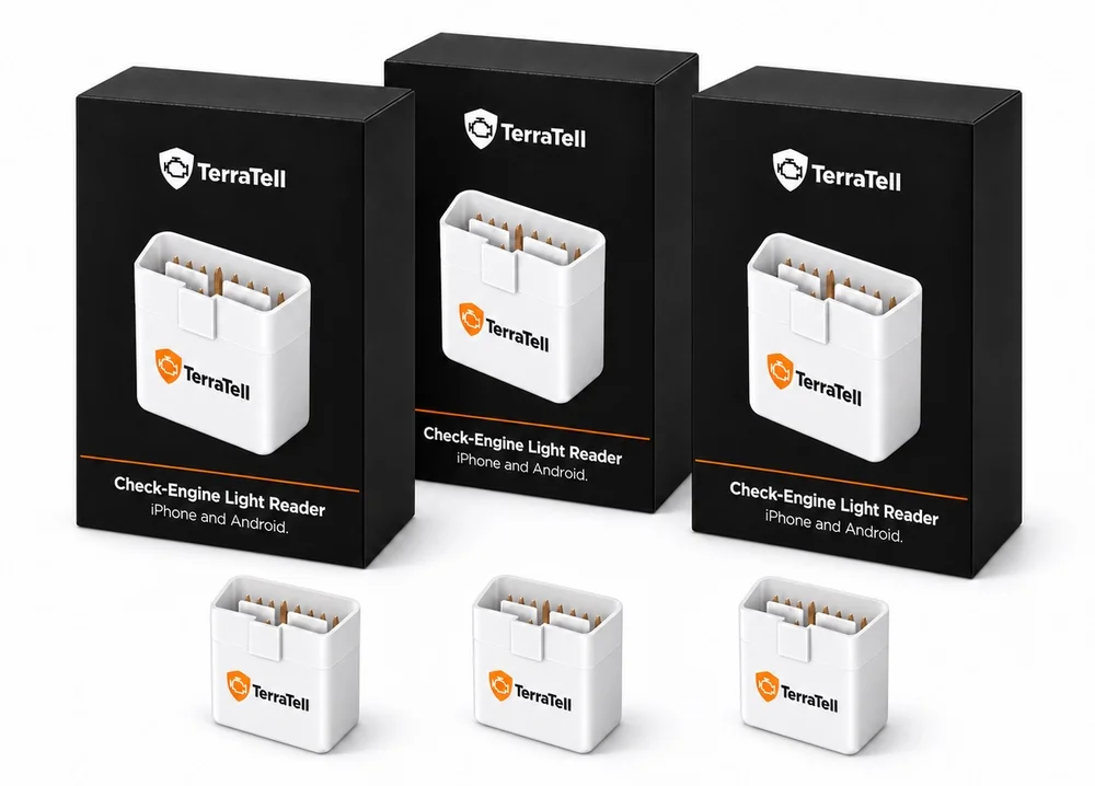Three boxed TerraTell readers, each with its reader in front.