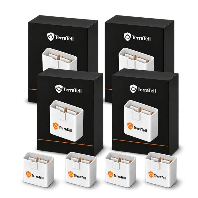 Four boxed TerraTells, each with its plug in front.