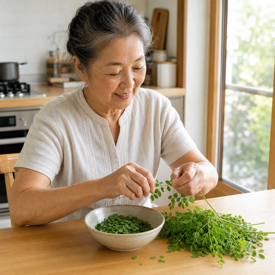 A daily Zavo moringa gummy held in hand